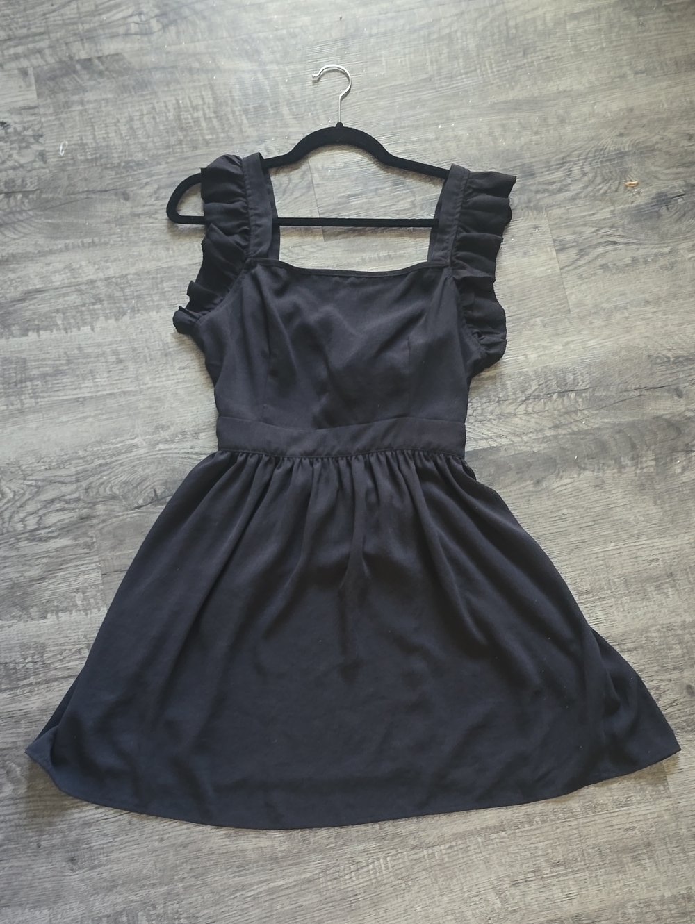 Classic Black Ruffle Strap Dress - Unbranded